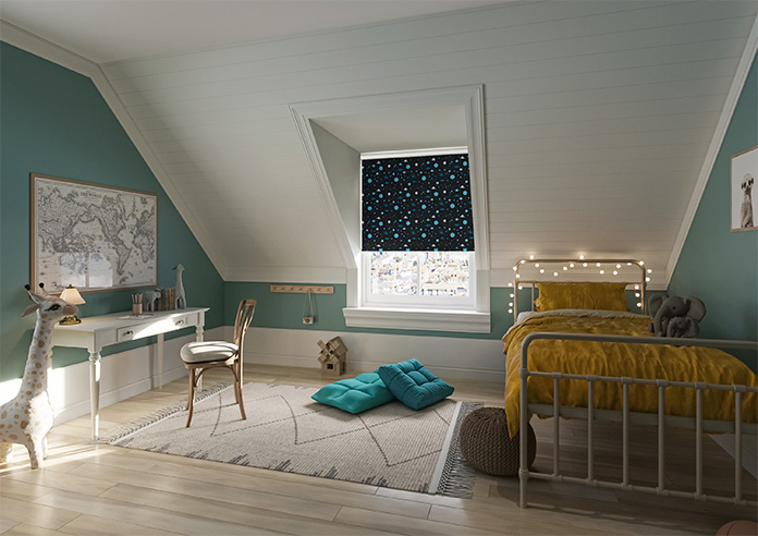 Space Explorer, Interstellar Teal - Twist&Fit Roller Blind - Image 7